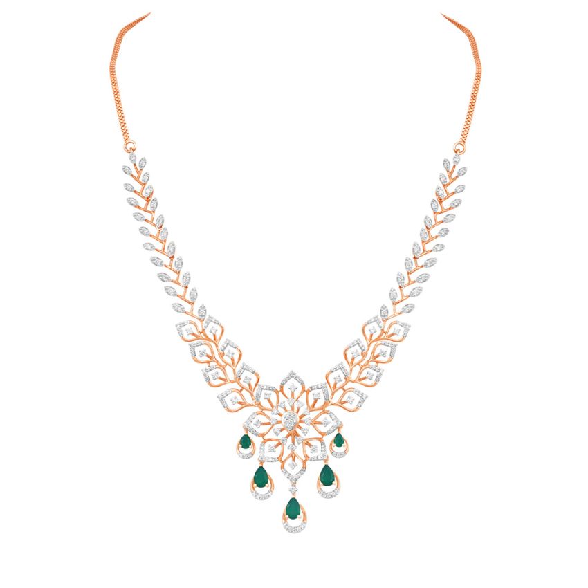 Buy Luminous Floral Diamond Rose Necklace OSN24A11-D424X1B Online