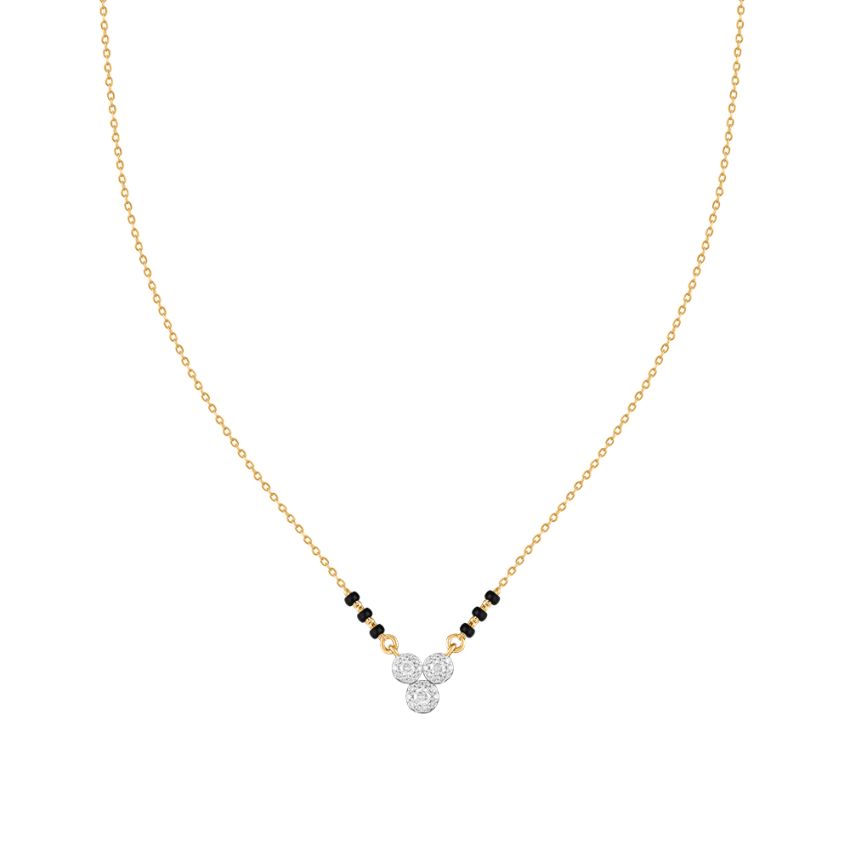 Buy Circular Design Diamond and Black Beads Mangalsutra OTN24V29