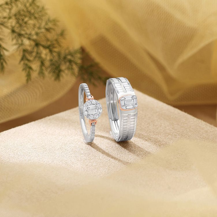 Buy Soulmates Diamond and Platinum Couple's Finger Rings OCR24006
