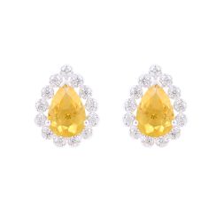 Eclectic Crown Star Yellow Gemstone and Diamond Studs