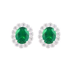 Classic Crown Star Green Gemstone and Diamond Studs
