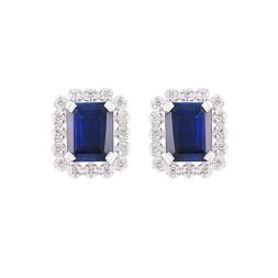 Breathtaking Crown Star Blue Gemstone and Diamond Studs