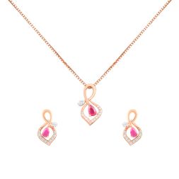Bejewelled Red Stone and Diamond Pendant Set