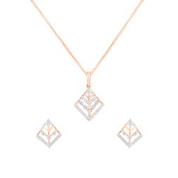 Breathtaking Diamond and Rose Gold Pendant Set