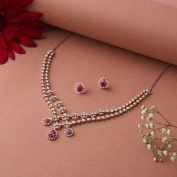Stunning Astra Necklace and Earrings in 14KT Rose Gold