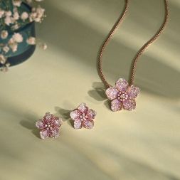 Enigmatic Pink Sapphire and Diamond Pendant Set