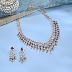 Sparking Checkered Diamond Necklace Set