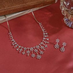 Elegant Diamond Floral Brilliance Necklace Set