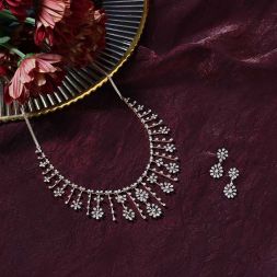 Blush Blossom Floral Diamond Necklace Set