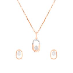 Stunning Geometric Design Diamond Pendant Set