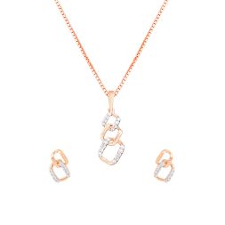 Chain Design Diamond and Rose Gold Pendant Set