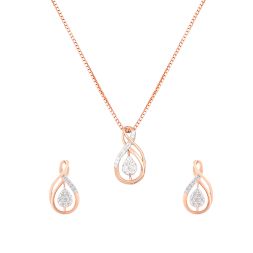 Dazzling Infinity Design Diamond Pendant Set