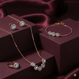 Elegant Diamond Rose Gold Jewellery Set