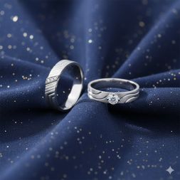 Minimalist Diamond and Platinum Couple Bands