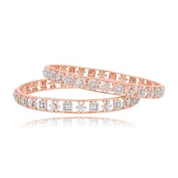 Modern Mesh Floral Astra Diamond Bangle Set of 2