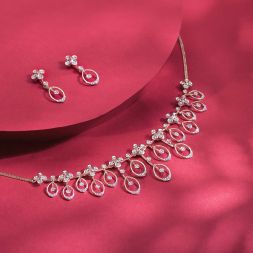 Diamond Floral Astra Necklace Set