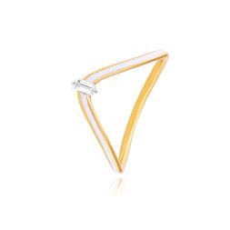 White Enameled Diamond V-Ring