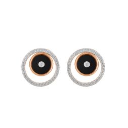 Black Onyx Round Desired Earrings in 18KT Rose Gold