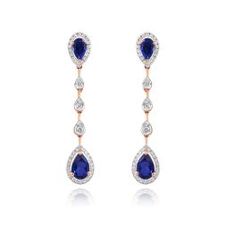 Blue Sparkle Diamond Drop Earrings 