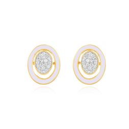 Oval Enameled Diamond Earrings