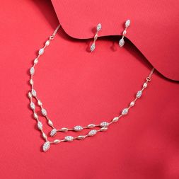 Simple Rose Gold Geometric Diamond Necklace Set