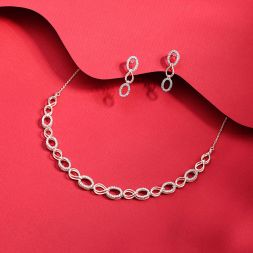 Geometric Design Diamond Necklace Set