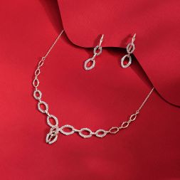 Chainlink Design Diamond and Rose Gold Necklace Set
