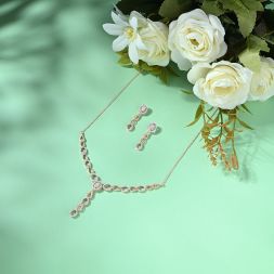 Radiant Geometric Design Diamond Necklace Set