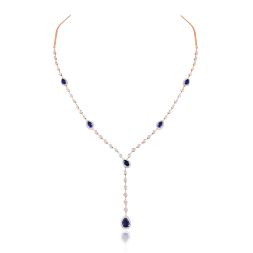 Blue Sparkle Diamond Lariat Necklace 