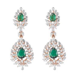 Glittering Diamond and Emerald Earrings