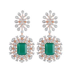 Luminous Diamond and Emerald Earrings