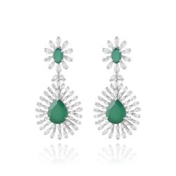 Radiant Diamond and Green Onyx Earrings