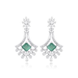 Green Hue Diamond Earrings