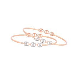 Elegant Rose Gold Diamond Bangle Set of 2