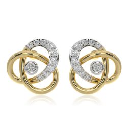 Knotted 9KT Yellow Gold Diamond Stud Earrings