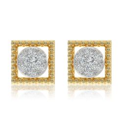 Structured 9KT Yellow Gold Diamond Stud Earrings