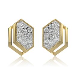 Geometric Style 9KT Yellow Gold Diamond Earrings