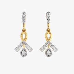 Knotted Yellow Gold Diamond Drop Earrings