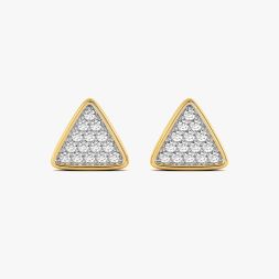 Minimal Triangle Yellow Gold Diamond Stud Earrings