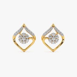 Minimal Sparkle Yellow Gold Diamond Stud Earrings