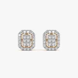 Modern Structured Yellow Gold Diamond Stud Earrings