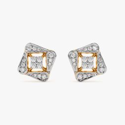 Versatile Style Yellow Gold Diamond Stud Earrings