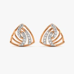 Contemporary Style Rose Gold Diamond Stud Earrings