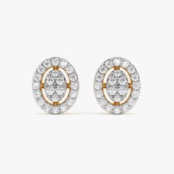 Modern Silhouette Yellow Gold Diamond Stud Earrings