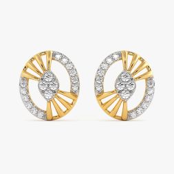 Bold Oval Yellow Gold Diamond Stud Earrings