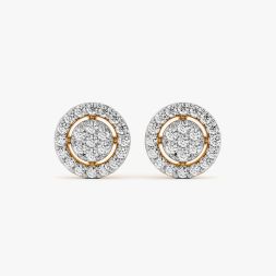 Symmetric Yellow Gold Diamond Stud Earrings