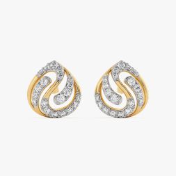 Classic Drop Yellow Gold Diamond Stud Earrings