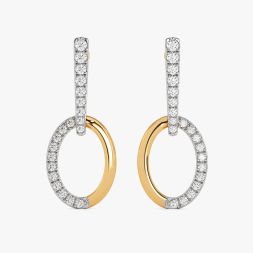 Elegant Geometric Yellow Gold Diamond Dangler Earrings