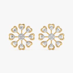 Daily Wear Floral Yellow Gold Diamond Stud Earrings