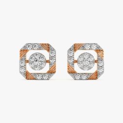 Modern Elegance Rose Gold Diamond Stud Earrings